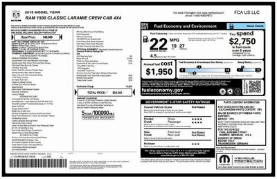 2019 RAM 1500 Classic Laramie 4x4 Crew Cab 5'7" Box